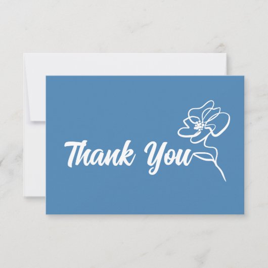 クラシックスチールブルーフローラスケッチ サンキューカード (正面)