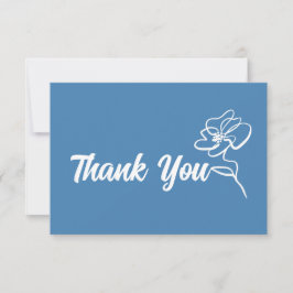 クラシックスチールブルーフローラスケッチ サンキューカード