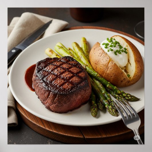 クラシックステークハウスディナーデザイン ポスター (正面)