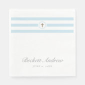 クラシックストライプでフェイクなホイルの十字の洗礼のナプキン スタンダードランチョンナプキン (正面)