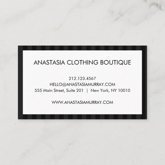 クラシックストライプのモダンとグレーミニマリストラグジュアリー 名刺 (裏面)