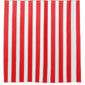クラシックストライプの赤と白シャワーカーテン シャワーカーテン (正面)