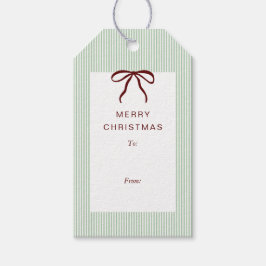 クラシックストライプス 赤いリボン メリークリスマス ギフトタグ