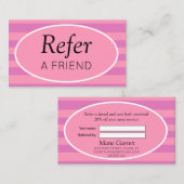 クラシックストライプピンクと紫が友人を参照 紹介カード (正面/裏面)
