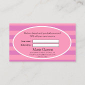 クラシックストライプピンクと紫が友人を参照 紹介カード (裏面)