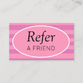 クラシックストライプピンクと紫が友人を参照 紹介カード (正面)