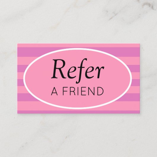 クラシックストライプピンクと紫が友人を参照 紹介カード (正面)