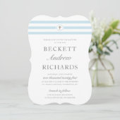 クラシックストライプブルーボーイズバプテスマ 招待状 (スタンド正面)