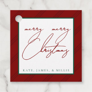 クラシックストライプホリディギフトラベル – ジュエル/深いトーン フェイバータグ