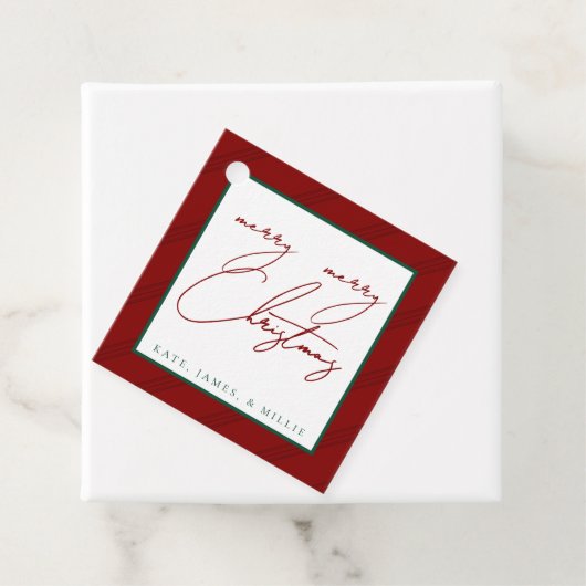 クラシックストライプホリディギフトラベル – ジュエル/深いトーン フェイバータグ (インサイチュ)