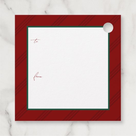 クラシックストライプホリディギフトラベル – ジュエル/深いトーン フェイバータグ (裏面)