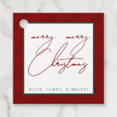 クラシックストライプホリディギフトラベル – ジュエル/深いトーン フェイバータグ (正面)