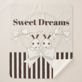 クラシックストライプモダンかわいいツインバニーガール シェルパブランケット (正面)