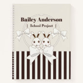 クラシックストライプモダン可愛い漫画ツインバニーキッズ ノートブック (正面)