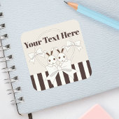 クラシックストライプモダン可愛い漫画ツインバニー スクエアシール