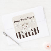 クラシックストライプモダン可愛い漫画ツインバニー スクエアシール (封筒)