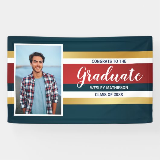 クラシックストライプ卒業写真修了会 横断幕 (横)