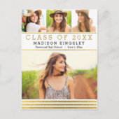クラシックストライプ卒業発表はがき インビテーションポストカード (正面)