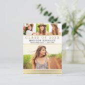 クラシックストライプ卒業発表はがき インビテーションポストカード (スタンド正面)