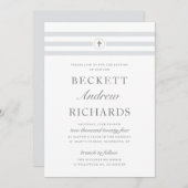 クラシックストライプ宗教バプテスマ 招待状 (正面/裏面)