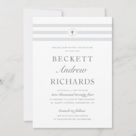 クラシックストライプ宗教バプテスマ 招待状