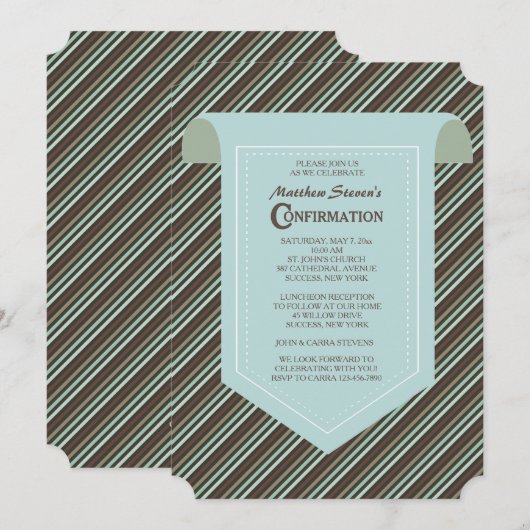 クラシックストライプ確認招待状 招待状 (正面/裏面)