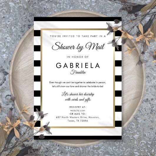 クラシックストライプ結婚前パーティー メールでお届け 長距離 招待状