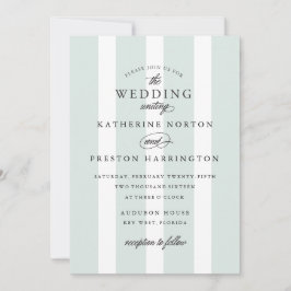 クラシックストライプ結婚式招待状イン水色 招待状