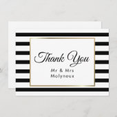 クラシックストライプ結婚 |金フェイク箔ありがとう サンキューカード (正面/裏面)