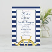 クラシックストライプ航海の金ゴールドブライダルシャワー 招待状 (スタンド正面)