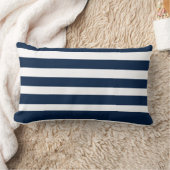 クラシックストライプ装飾用クッションネイビー ランバークッション (ブランケット)