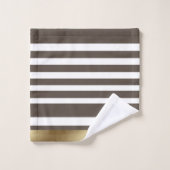 クラシックストライプ金ゴールドパーソナライズされた バスタオルセット (ウォッシュタオル)