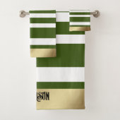 クラシックストライプ金ゴールドパーソナライズされた バスタオルセット (インサイチュ)