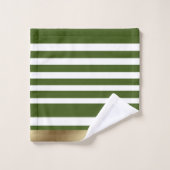 クラシックストライプ金ゴールドパーソナライズされた バスタオルセット (ウォッシュタオル)