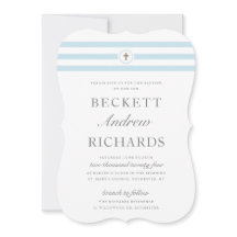 クラシックストライプ ブルー 男の子 洗礼