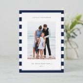 クラシックストライプ | Vertical Photo Hanukkah Silver 箔シーズンカード (立ち正面)