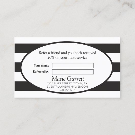 クラシックストライプBlack Refer a Friend 紹介カード (裏面)
