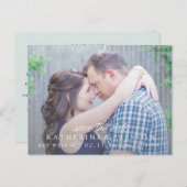 クラシックストライプDate Post Cardを青で保存 案内ポストカード (正面/裏面)