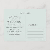 クラシックストライプDate Post Cardを青で保存 案内ポストカード (裏面)