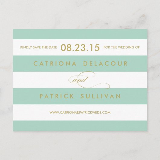クラシックストライプMint日付はがき保存 案内ポストカード (正面)