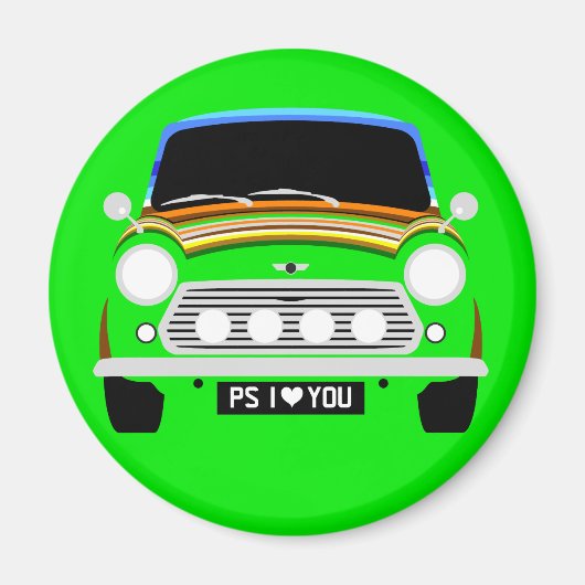 クラシックストリピオースティンミニクーパーカー マグネット (正面)