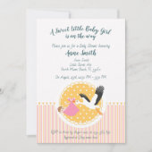 クラシックストークベビーガールシャワー招待状 招待状 (正面)