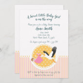 クラシックストークベビーガールシャワー招待状 招待状 (正面/裏面)