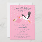 クラシックストークベビーガールシャワー招待状 招待状 (正面)