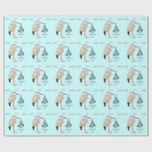 クラシックストーク(青) 2 (ベビーシャワー) ラッピングペーパー (フラット)