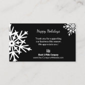 クラシックスノーフレークブラック&ホワイトホリディサンキュー 名刺 (正面)