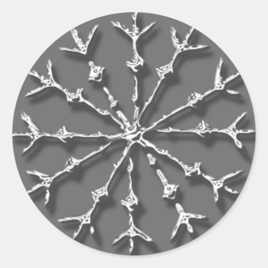 クラシックスノーフレークホリデーカードエンベロープステッカー ラウンドシール (正面)