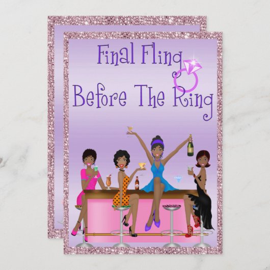 クラシックスパークル&グリッターバチェロレッテ 招待状 (正面/裏面)