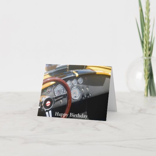 クラシックスポーツカー、ハッピーバースデー カード (正面)