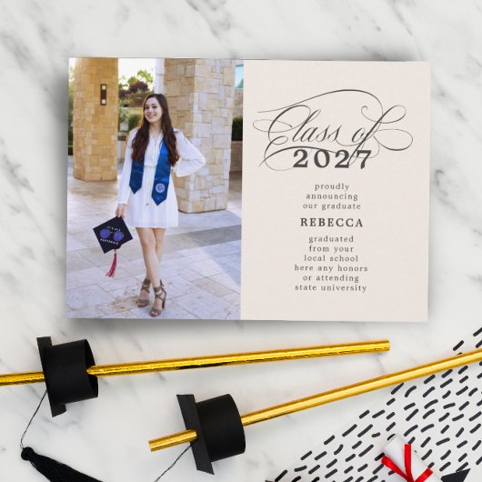 クラシックス淡い色のクリプト写真卒業 案内状